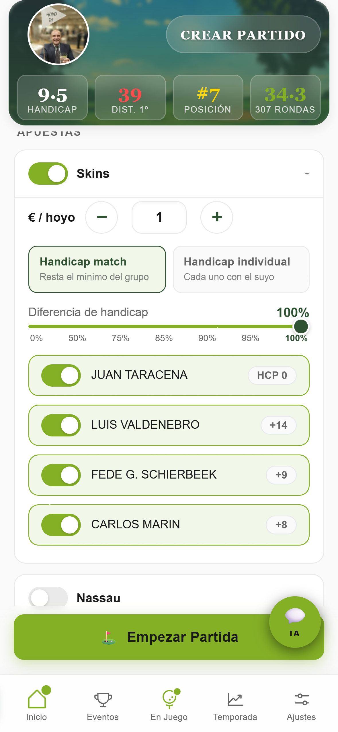 Añadir jugadores a la partida